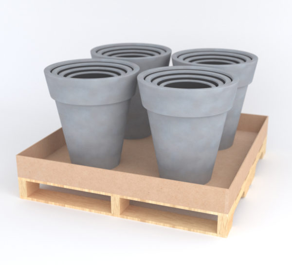 Set of 4 – Nestable Pot (Sm, Med, Lg & XL) – Light Gray Lifestyle Pallet