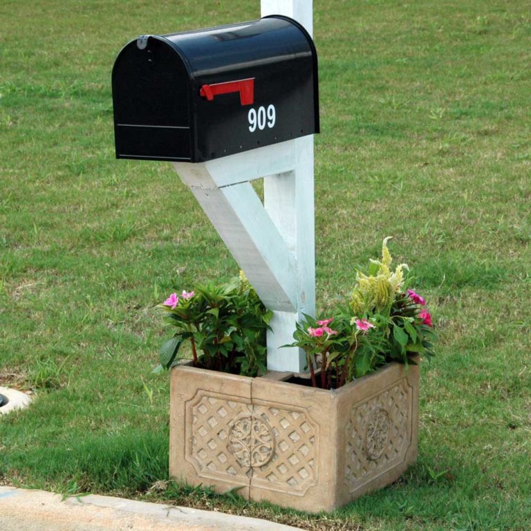 20 in. Dia. Cast Stone Mailbox Planter in Barrel (PF5764B) MPG Planters