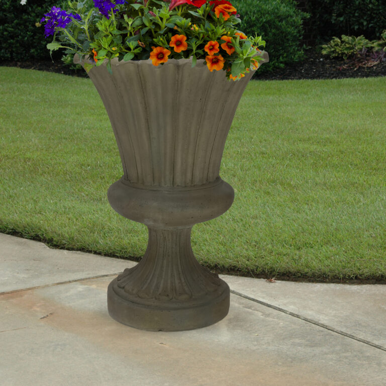 29 in. H Cast Stone Fiberglass Long Leaf Urn in Aged Granite (PF6117SAG ...